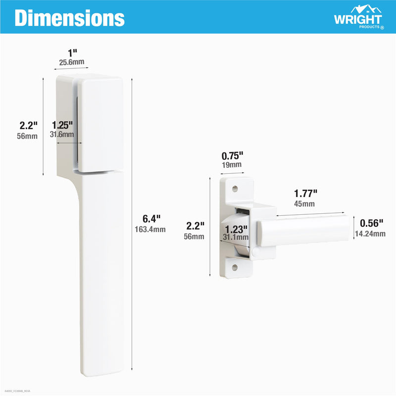 Wright Products - Free Hanging Screen and Storm Door Handle, Replacement Latch Handle for Screen and Storm Doors, No Lock-Out Technology, Easy Installation, Modern Design (Modern, White) Contemporary
