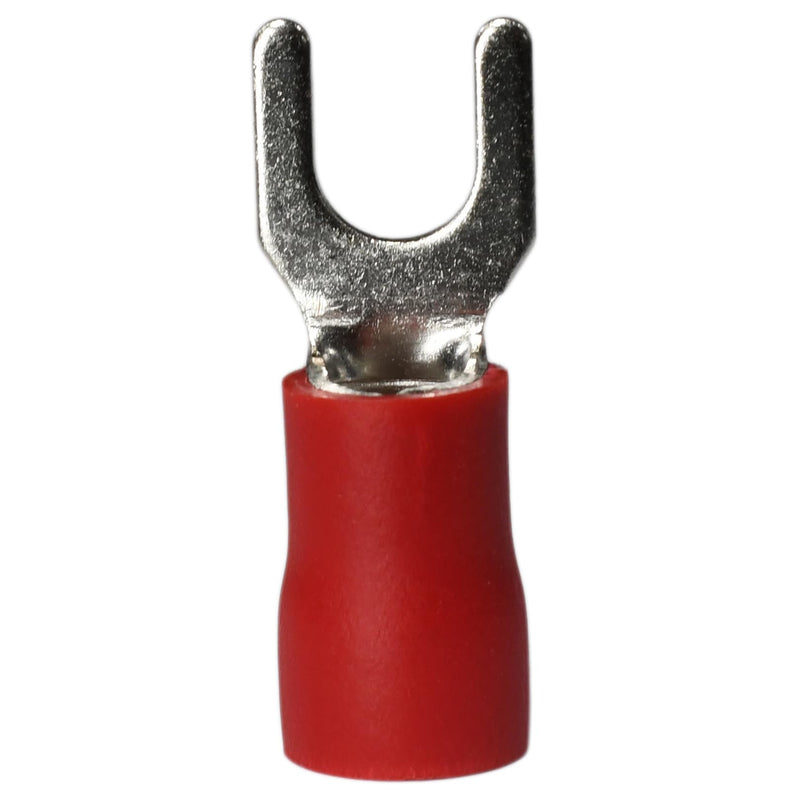 100PCS 8 AWG 1/4" M6 Insulated Fork Crimp Connector 62A 600V CE for Electrical Terminals (100, 1/4") 1/4" 100