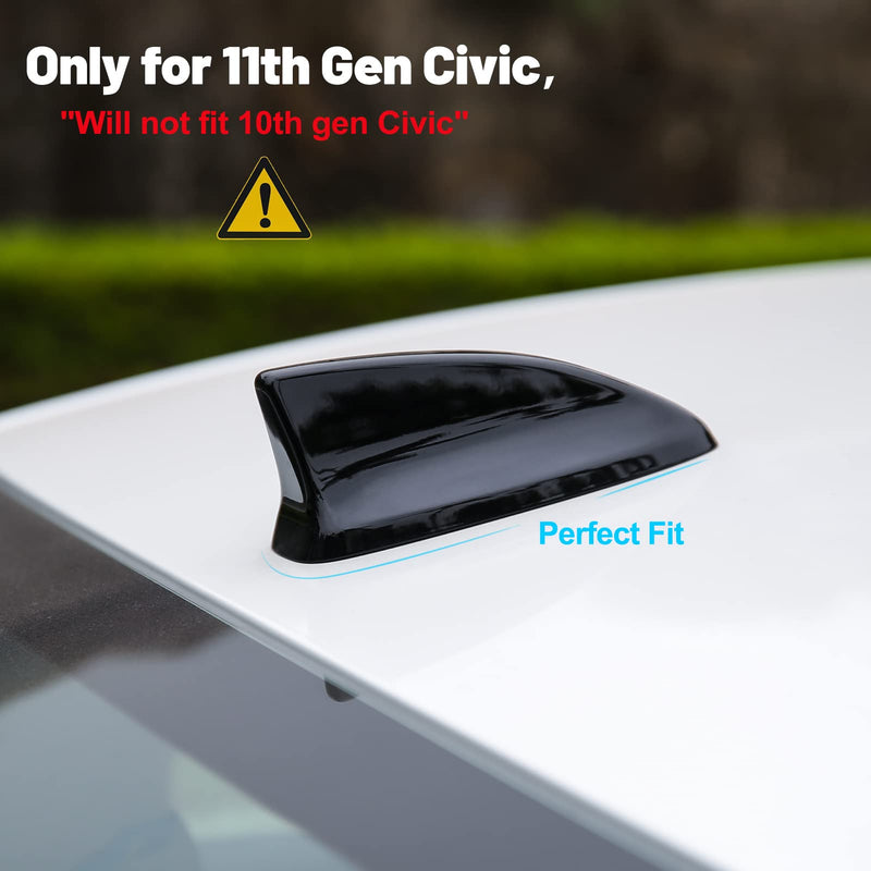 Thenice for 11th Gen Civic Accessories Antenna Topper Car Shark Fin Cover Exterior Decoration Compatible with Honda Civic 2022 2023 2024 2025 2026 -Glossy Black