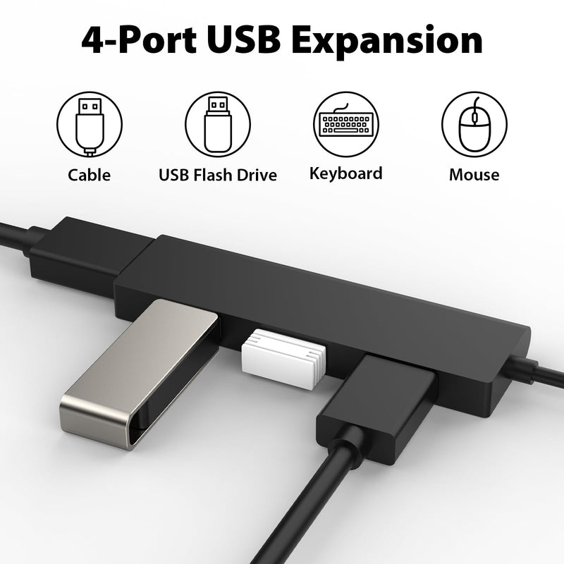 Cyberguys USB Hub 4 Ports, USB 3.2 Gen 1 5Gbps Multi Adapter Splitter | USB-A Power Port, Expansion Hub for Laptop, PC, MacBook, Flash Drive, Keyboard, Mouse, includes 2 ft Cable
