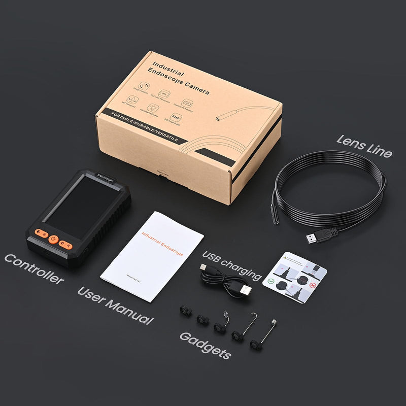 BlueSwan Borescope Camera with Light, 16.4ft Semi-Rigid Cord Snake IP67 Waterproof HD Endoscope Inspection Camera for Automotive Engine, Wall, Pickup Tool Set, Cool Gadgets, Birthday Gifts for Men Dad Built-in Screen