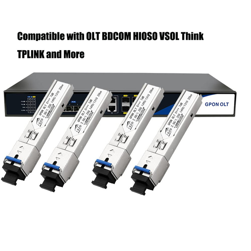 Iszo High-Power GPON OLT C+++ with 7dBm SC UPC, Optical PON Module, 2.5/1.25Gbps, Max Distance 20km, Compatible with OLT BDCOM HIOSO VSOL Think TPLINK and More (1pcs, 8dB)