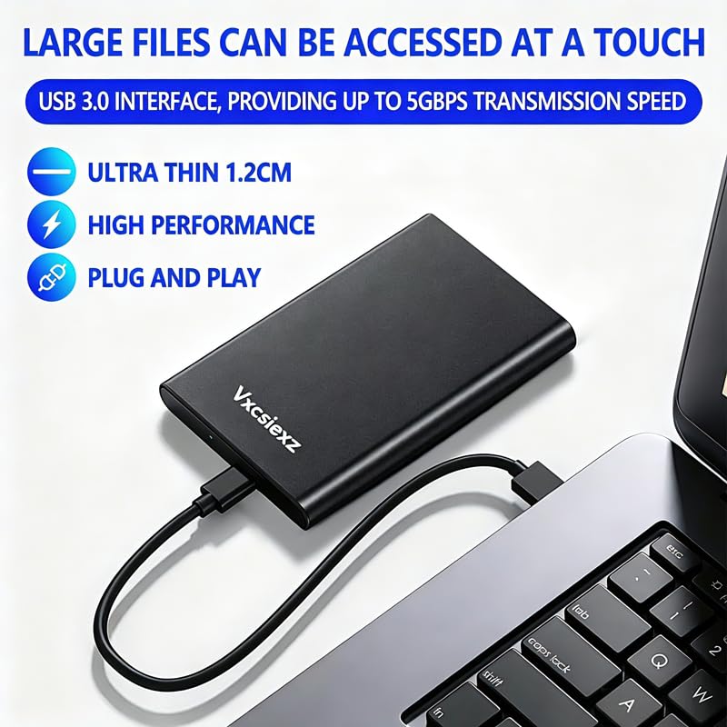 500GB Portable External HDD - USB 3.0/2.0 Compatible, Shock/Dust/Rain Resistant for Mac & PC 500 GB