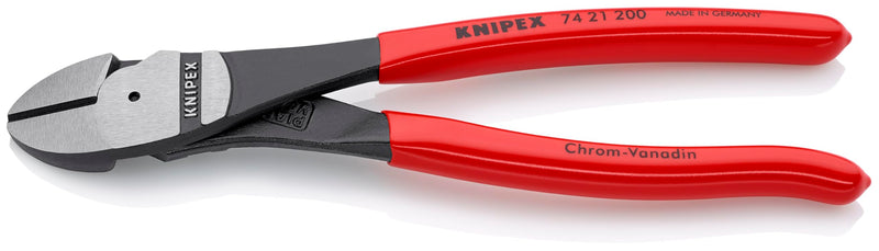 KNIPEX Tools 74 21 200, 8-Inch High Leverage Angled Diagonal Cutters