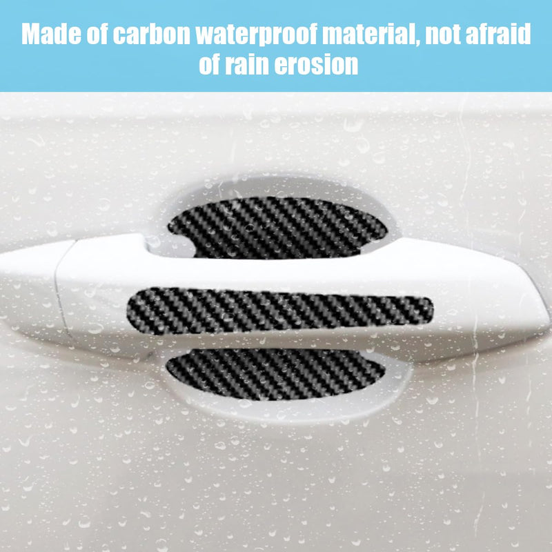 8PCS Car Door Handle Scratch Protectors, Carbon Fiber Car Door Handle Bowl Sticker, Universal Auto Doors Handles Paint Guard Cover, Doors Handles Cup Protective Film for Cars (Black) Black-8PCS