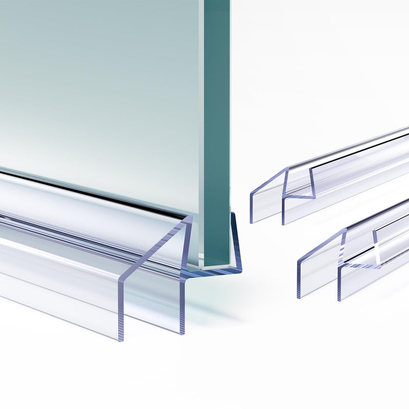 Delamu 3Pack 3/8"(10mm) x 36" Shower Door Bottom Seal, Clear Shower Door Sweep Strip, Frameless Glass Shower Door Seal Strip for 3/8'' Thick Doors 36in Long For 3/8in (10mm)