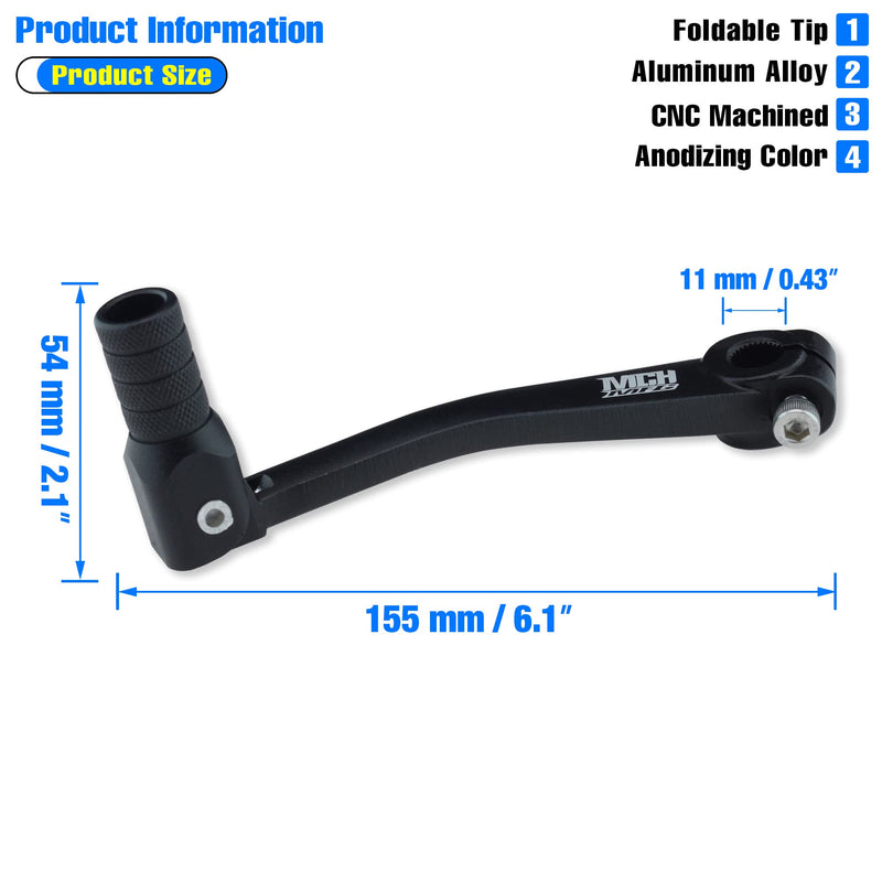 Folding Gear Shifter Shift Lever CNC Aluminum Gear Shifter Shift Lever for XR50 XR80 CRF50 CRF70 50cc-125cc Pit Dirt Bike Motorcycle (Black) Black