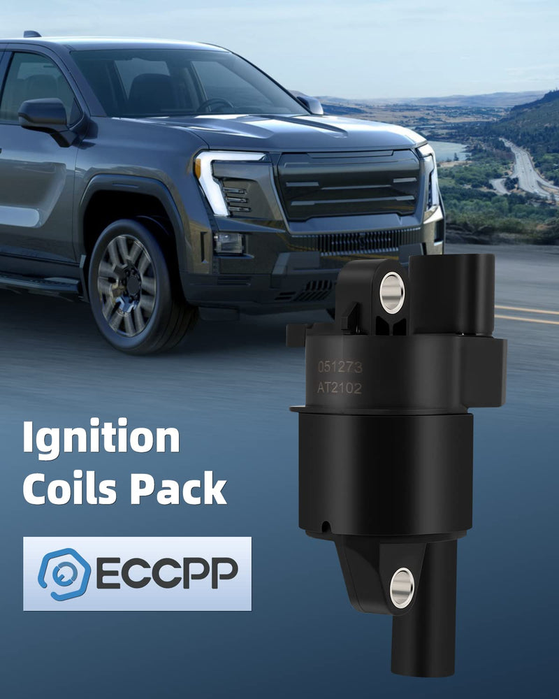 ECCPP Round Ignition Coils Pack Compatible for Chevrolet Express for Silverado for Suburban Tahoe for GMC for Sierra Savanna Yukon for Cadillac Escalade 12573190 D514A UF414 1 pcs UF414 ignition coil