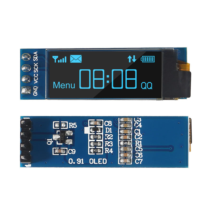 4pcs I2C Display Module 0.91 Inch I2C OLED Display Module I2C OLED Screen Driver DC 3.3V~5V 4PINS for Arduino ESP32 ESP8266 AVR PIC STM32 for Raspberry pi (10pcs Blue) 10pcs Blue