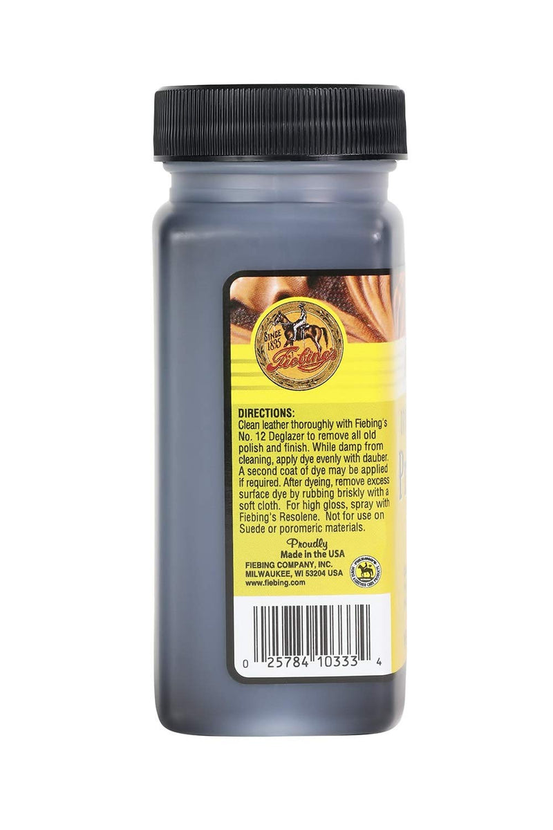 Fiebing's Pro Dye Leather Dye (4 Fl Oz) - Alcohol-Based, Penetrating, Permanent Dye for Shoes, Belts, Furniture - Vivid Color, Superior Color Fastness 4 oz. Black