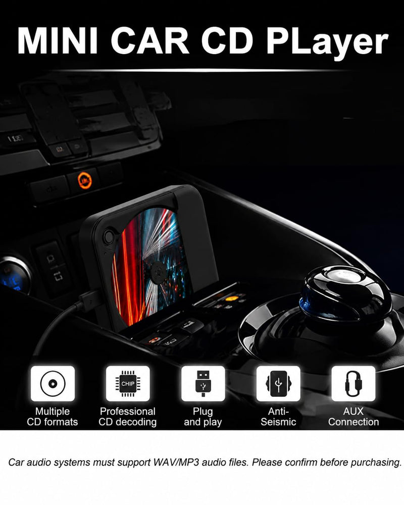 External Car CD Player with USB/AUX Port,Portable Car CD Player with USB-C Adapter & Extension Cable,Universal CDs Player Compatible with Vehicle,Truck,Laptop,TV,Computer (Black) Black