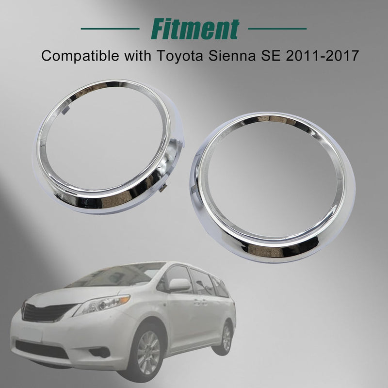 FZJDSD 1 Pair Fog Light Lamp Bezel Cover 52713-08020 52712-08020 Compatible with Toyota Sienna SE 2011 2012 2013 2014 2015 2016 2017 Fog Light Lamp Bezel Cover Chrome Trim Rings # TO1038150 TO1039150
