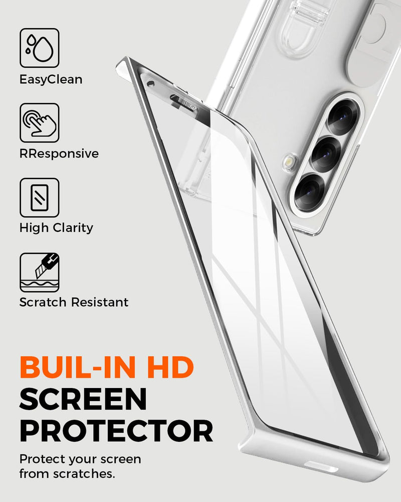 NINKI Transparent Cover for Samsung Galaxy Z Fold 8 Ultra Case with Strap & Screen Protector, Full Body Hinge Protection for Galaxy Fold 8 Ultra Slim Grip for Samsung Z Fold 8 Ultra Case Stand Clear