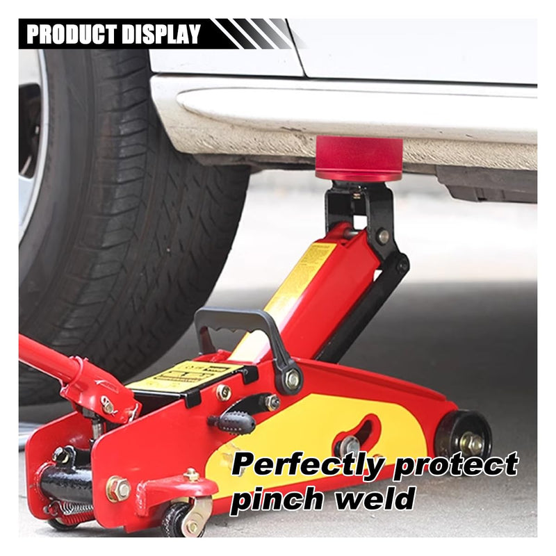 Universal Magnetic Jack Pad, 0.37" Slotted Aluminum Grooved Jack Puck Pinch, Pinch Weld Frame Rail Adapter with Large Slotted for Most Cars (Red) Red