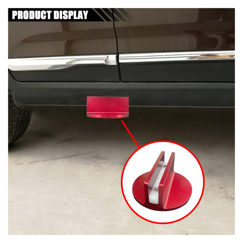 Universal Magnetic Jack Pad, 0.37" Slotted Aluminum Grooved Jack Puck Pinch, Pinch Weld Frame Rail Adapter with Large Slotted for Most Cars (Red) Red