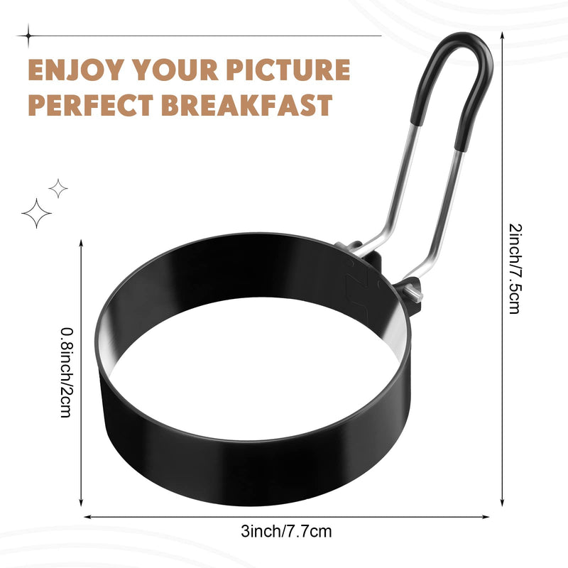 Yaomiao 12 Pcs Egg Rings for Frying Griddle Nonstick Pancake Mold Stainless Steel Egg Mold Portable Round Shaper with Handle for Cooking Griddle Camping Breakfast(3 Inch) 3 Inch