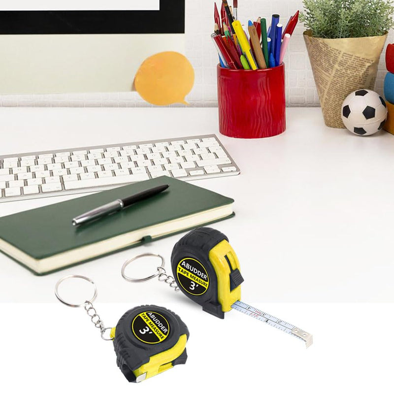 12 Pack Small Tape Measure Keychains,Mini Tape Measures Retractable,Pocket Measurement Tape Bulk Easy Read 3 Feet Yellow 30