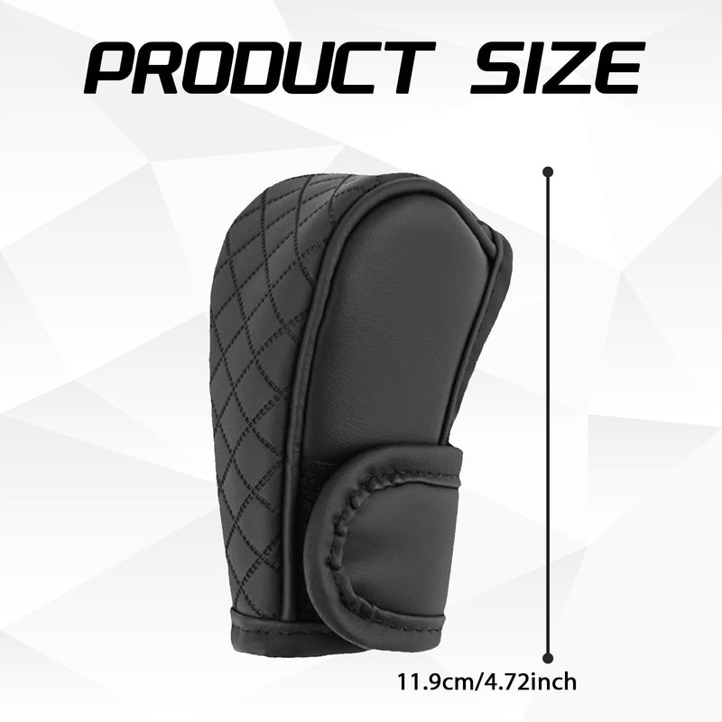 Leather Car Gear Shift Knob Cover, Upgraded Anti-Slip Design Stick Shift Knob Cover, Universal Durable Car Decorative Accessories Shifter Stick Protector Suitable for Cars,Trucks,SUVs (Black) Black