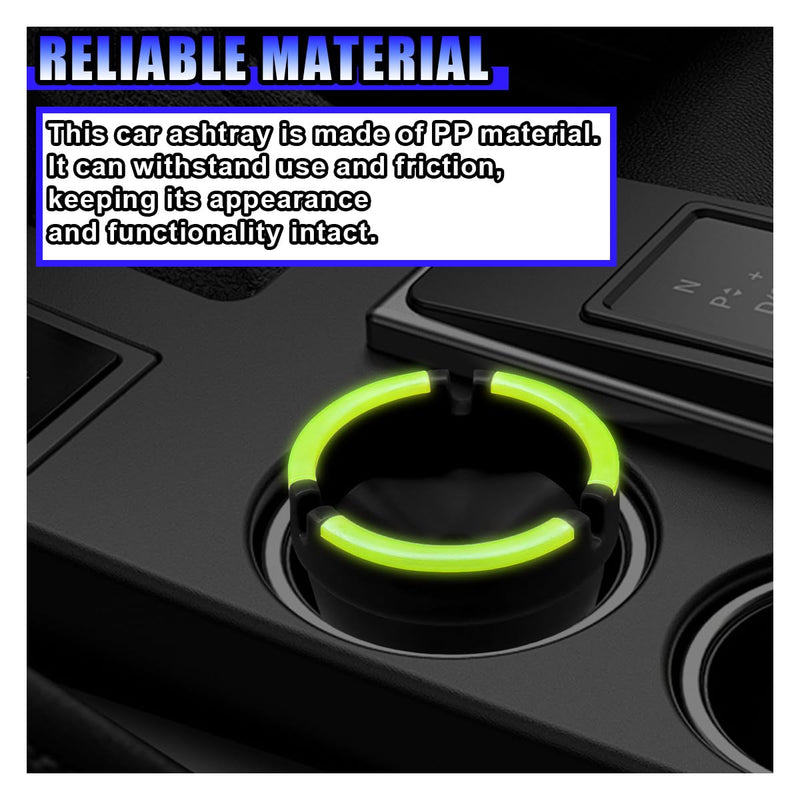2PCS Smokeless Car Ashtray, Glow In The Dark Smellproof Cup Holder Ashtray with Lid, Multifunction Portable Auto Interior Ash Trash Holder for Keep Tidy, Universal for Car, Truck, SUV (Black) Black