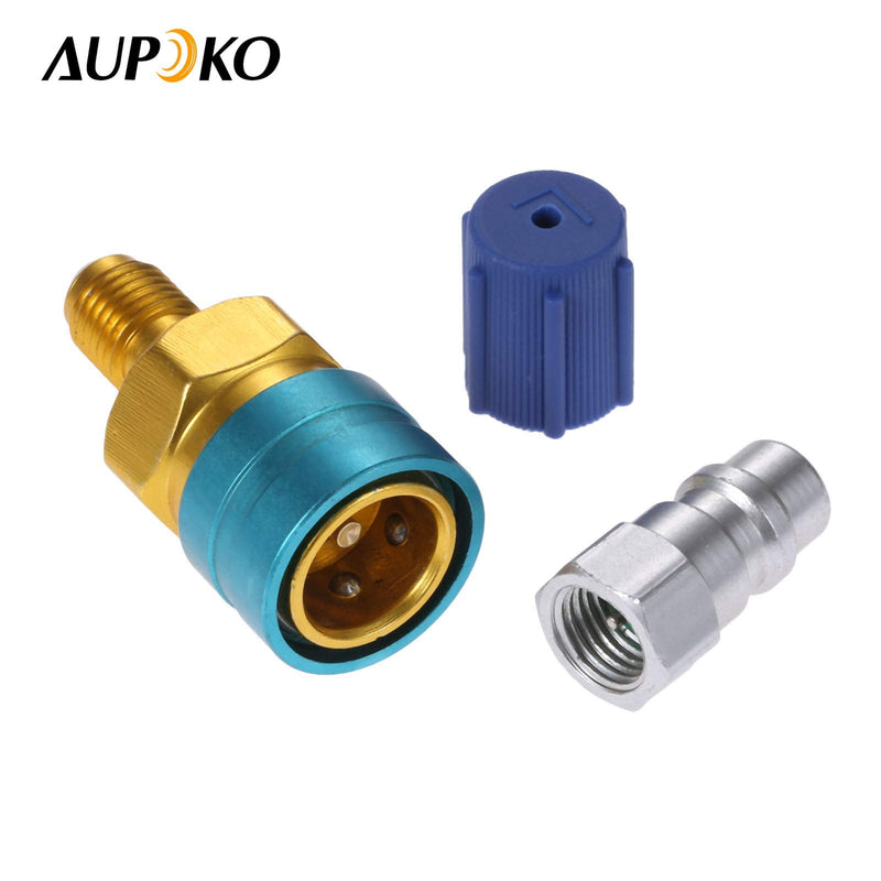 Aupoko R1234YF to R134A Low Side Quick Coupler, R1234YF Low Side Quick Coupler, R12 to R134A Hose Adapter Fitting Connector for Car Air-Conditioning AC Charging R1234YF to R134A + R134A Low Side Quick Couper