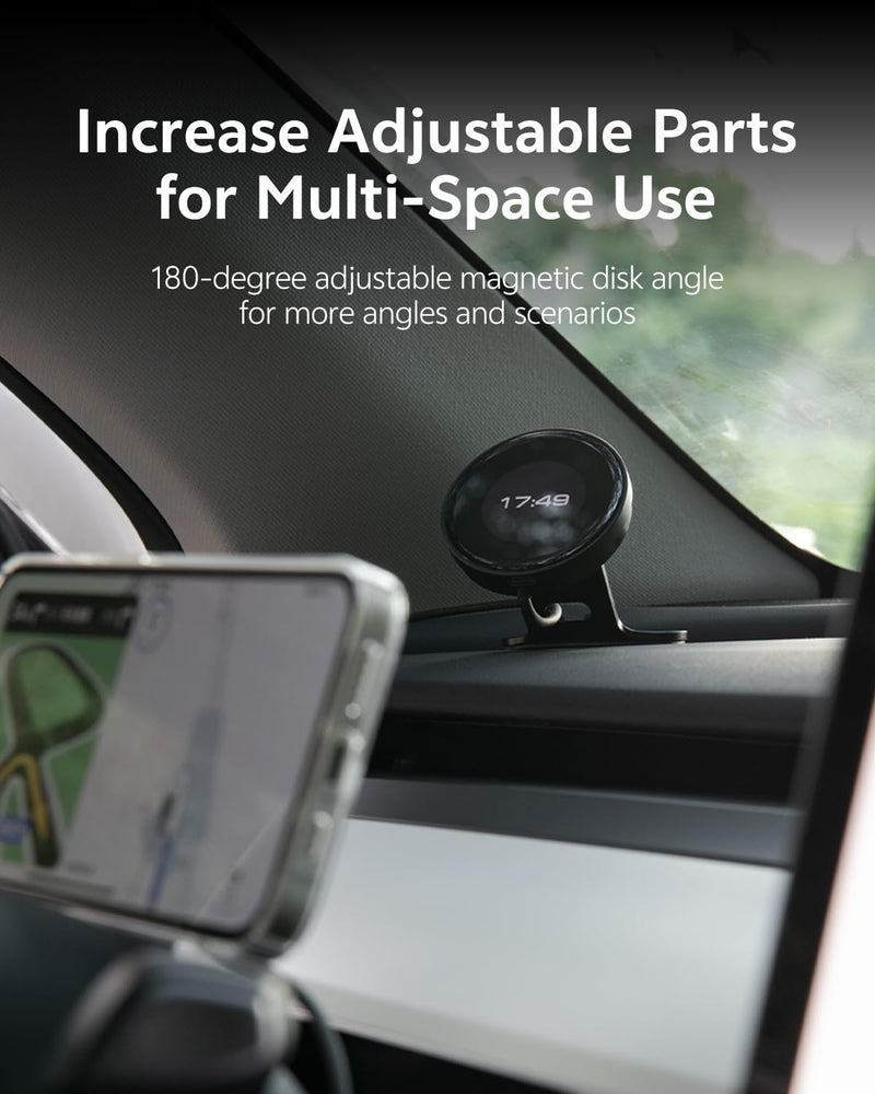 2025 Upgraded Magnetic Wireless Charging Car Phone Holder for Tesla Model 3 / Y, Magnetic Phone Mount, Car Mount for iPhone, Car Accessories,Transparent Appearance Design