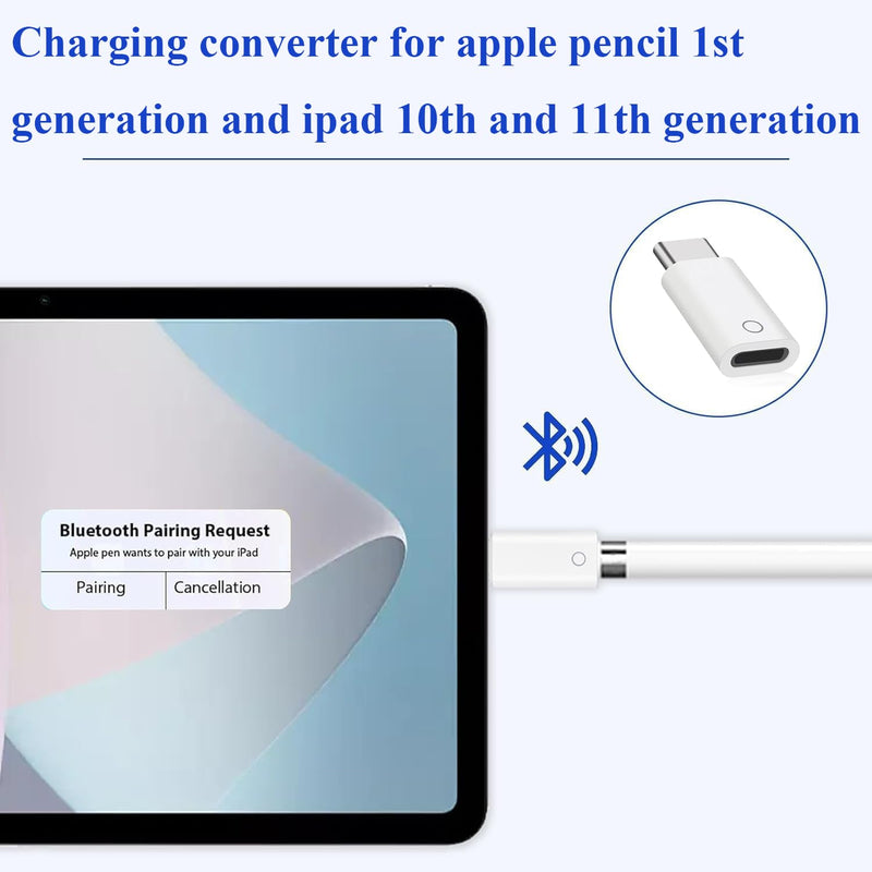 USB-C Adapter for Apple Pencil 1st Generation Compatible with iPad 10th Gen 2022 and iPad 11th Gen A16 2025, USB-C to Lighting Pencil Charging & Pairing Connector Dongle for Pencil 1 Accessories