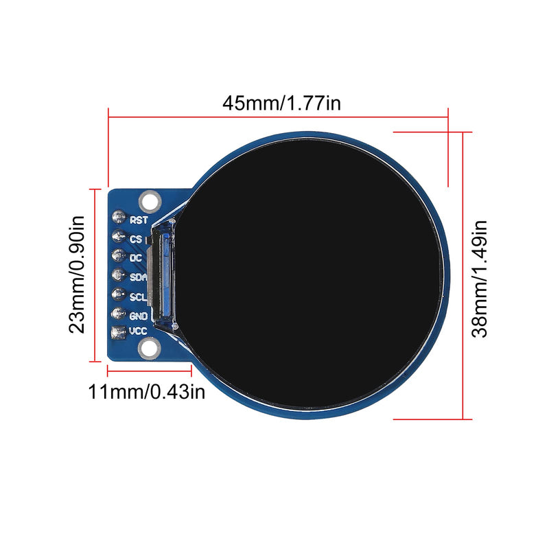 1.28 Inch TFT LCD Display Module Round RGB 240 * 240 GC9A01 Driver 4 Wire SPI Interface 240x240 PCB for Arduino (5pcs) 5pcs