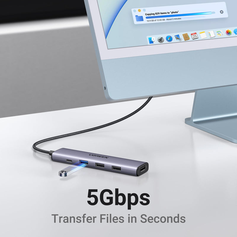 UGREEN USB C Hub 10Gbps 4 Ports USB 3.2 Adapter Bundle with Revodok 105 USB C Hub