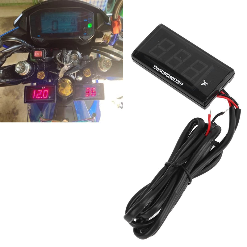 Water Temperature Meter, Motorcycle Water Temperature Gauge, DC12V Digital Thermometer Instrument for Motorcycles, Ultra Thin LCD Display with Backlight and Temp Sensor Adapter