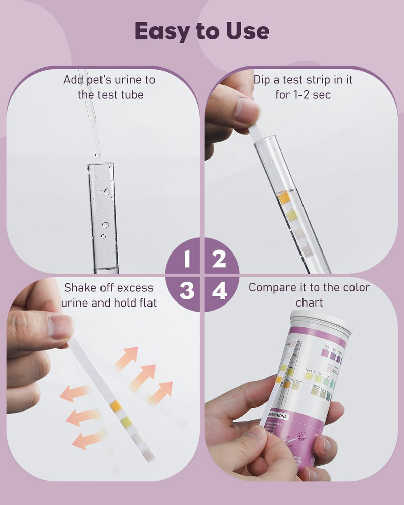 Pawfly Urine Test Strips for Dogs & Cats, 100 Strips, 4 in 1 Pet Urine Testing Strips for Leukocytes, Nitrite, Protein & Blood, UTI Test Strips, Urinalysis Test Strips for Vets