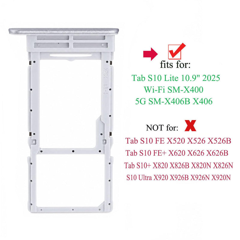 Ubrokeifixit Tab S10 Lite X406 Micro SD Card Tray,Single Sim Card Tray Slot Holder Replacement for Samsung Galaxy Tab S10 Lite SM-X406B X400 X406 10.9" 2025 (X406-Silver) X406-Silver