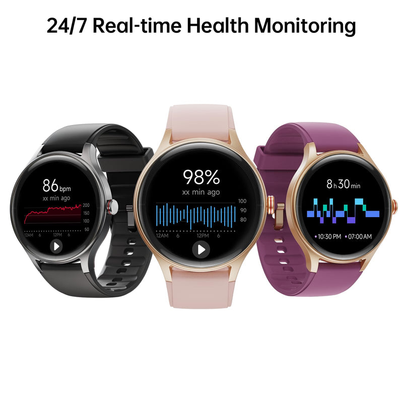 Smart Watch for Women,1.57'' AMOLED Touchscreen Compatible with Android&iOS | Fitness Watch with Heart Rate/Sleep/SpO2 Monitor 110+ Sport Modes,Smartwatch with Answer/Make Call,3ATM Waterproof 2 Bands Pink 1.57