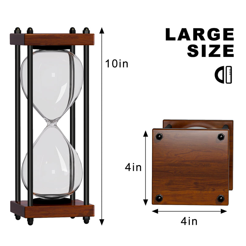 SuLiao 10 Inch Empty Hourglass Fillable, Large Black Wooden Frame DIY, Unity Hourglass for Wedding Ceremony Set, Without Sand Antique Sand Clock Sandglass for Desk Home Office Decorative Brown