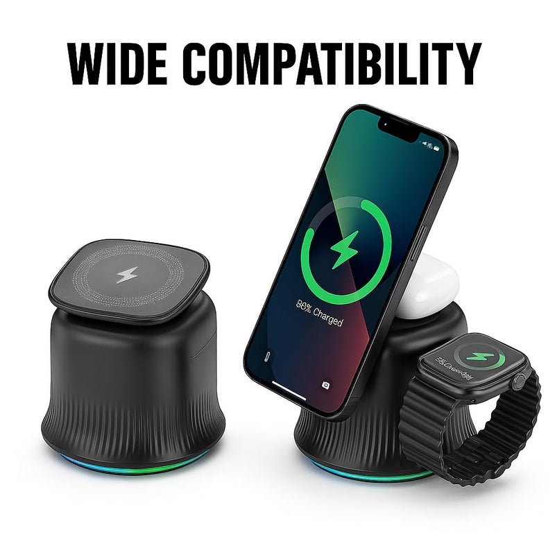 3 in 1 Wireless Charging Station for Apple MagSafe Charger, 15W Fast Magnetic MagSafe Charger Stand for iPhone 17 16 15 14 13 12 Apple Watch AirPods Series, Gifts for Men