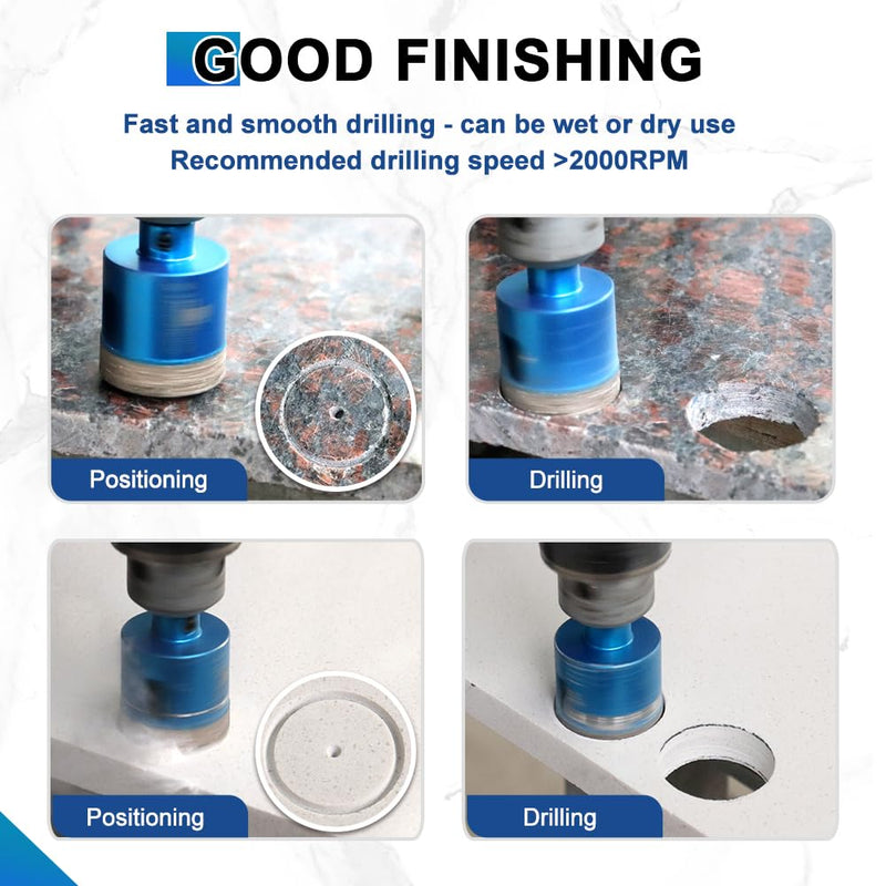 Dry Diamond Core Drill Bit with Pilot Bit - 4" Diamond Tile Hole Saw with Triangle Shank for Porcelain Tile Ceramic Stone Granite Marble 100MM 2
