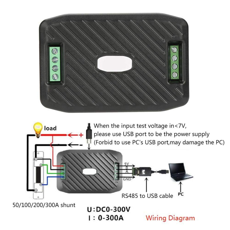 DC Communication Box, DC Current Voltage Power Energy Frequency Power Factor Communication Module Meter with RS485 USB Interface, High Precision Ammeter Voltmeter Multimeter(50A)