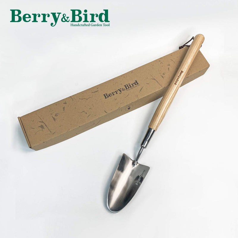 Berry&Bird Garden Trowel with Long Handle, 23.43in Stainless Steel Short Shovel with Wood Handled for Digging, Gardening, Transplanting, Planting and Weeding 23.43 inches Long Hand Trowel