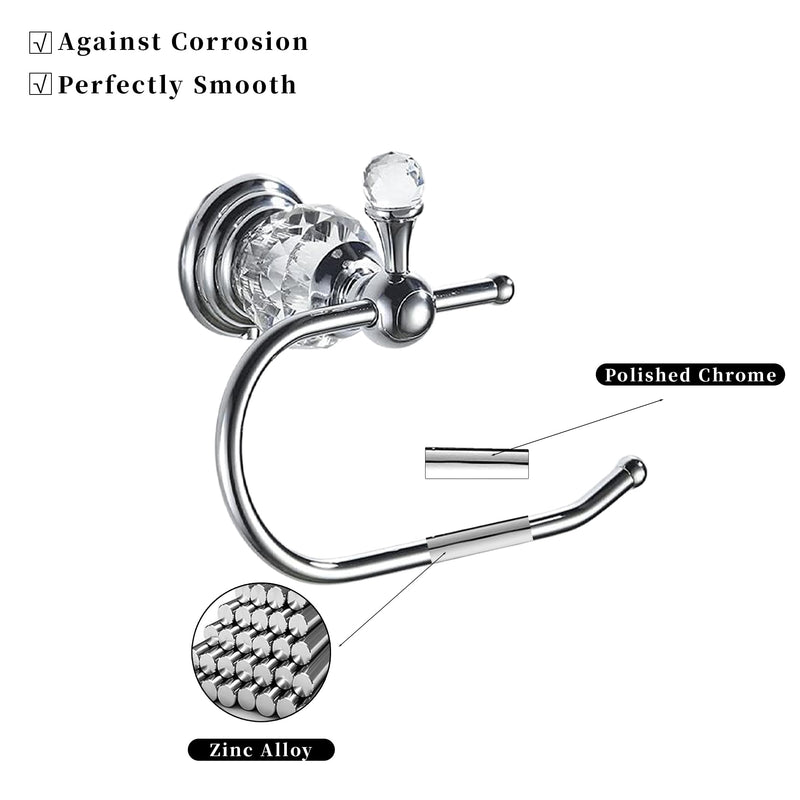 Silver Crystal Toilet Paper Holder, Chrome Bathroom Toilet Paper Roll Hanger Wall Mounted, Modern Toilet Tissue Holder Bathroom Accessory Silver