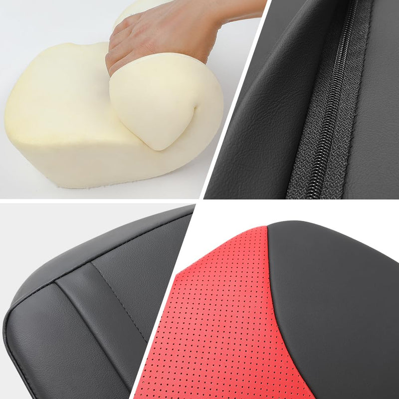 1p Memory Foam Lumbar Support Pillow for car Lower Back Pain Relief - Back Cushion for Driving, Chair Support for Car-Office Chair（Black&Red） Black&red
