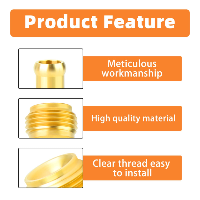 GASHER 5PCS Brass Brake Line Hose Fittings 3/8" Barb x 1/2"-20 Threads（Inverted Flare） Union for Fuel/AIR/Lquid/Gas 3/8" Barb × (1/2"-20 I) 5