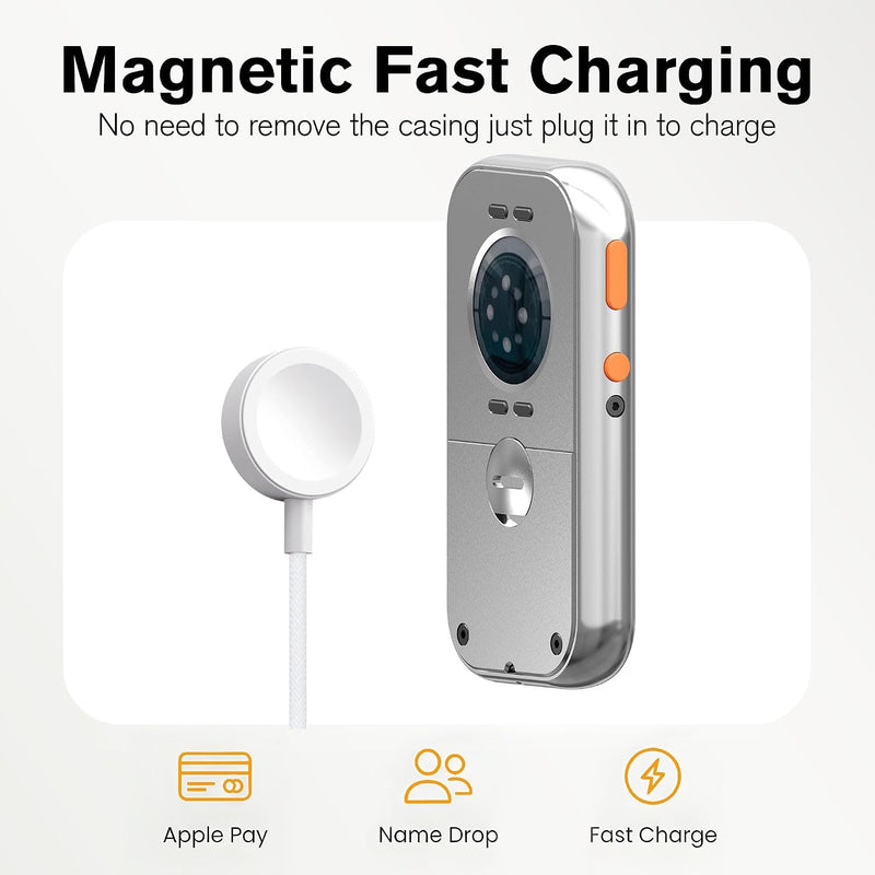 RePod Aluminum Case for Apple Watch S10/11 46mm Protective Cover | Retro Music Player Design; Functional Mechanical Scroll Wheel; Premium CNC Metal Handheld Guard; Silver Watch Accessory 46MM - Series S10/11