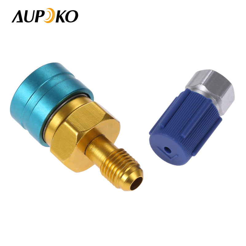 Aupoko R1234YF to R134A Low Side Quick Coupler, R1234YF Low Side Quick Coupler, R12 to R134A Hose Adapter Fitting Connector for Car Air-Conditioning AC Charging R1234YF to R134A + R134A Low Side Quick Couper
