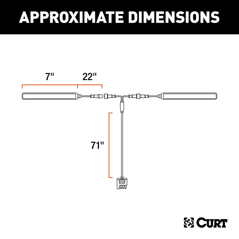 CURT 53201 Auxiliary Automotive LED Light Strips for Hitch Cargo Carrier, Bike Rack, 2-Pack