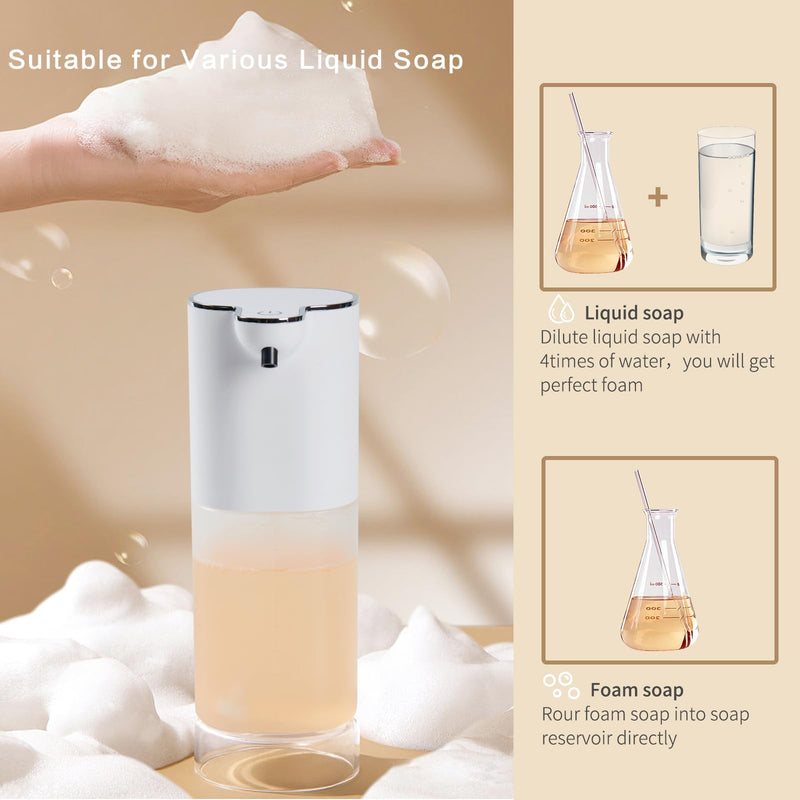 V9 Automatic Foaming Soap Dispenser - Touchless, 4-Level Adjustable Foam, 1200mAh Large Capacity Rechargeable Battery, Design for Bathroom, Kitchen