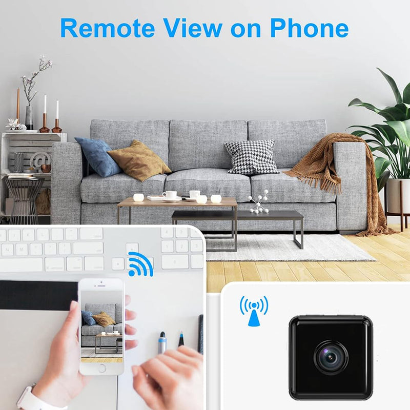 Small Indoor Outdoor Camera Security Wireless Home Cameras 4K Mini WiFi Pet Camaras, HD Tiny Nanny Cam,Wide Angle,Night Vision, Home Indoor Outdoor Camara,Can No Need WiFi Cams For House Security Black Grey
