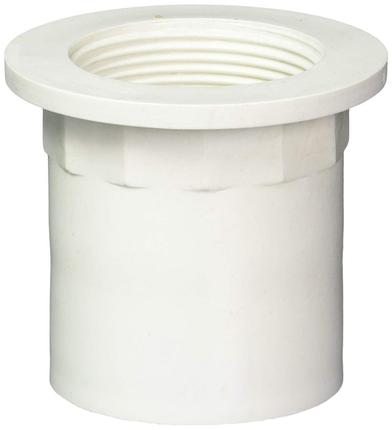 Westbrass 442P-2 1-1/2" NPMS Thread x 2-1/2" Straight Tub Drain Adapter with Slip Inlet, Sch 40 PVC White (2-Pack) 2 Pack