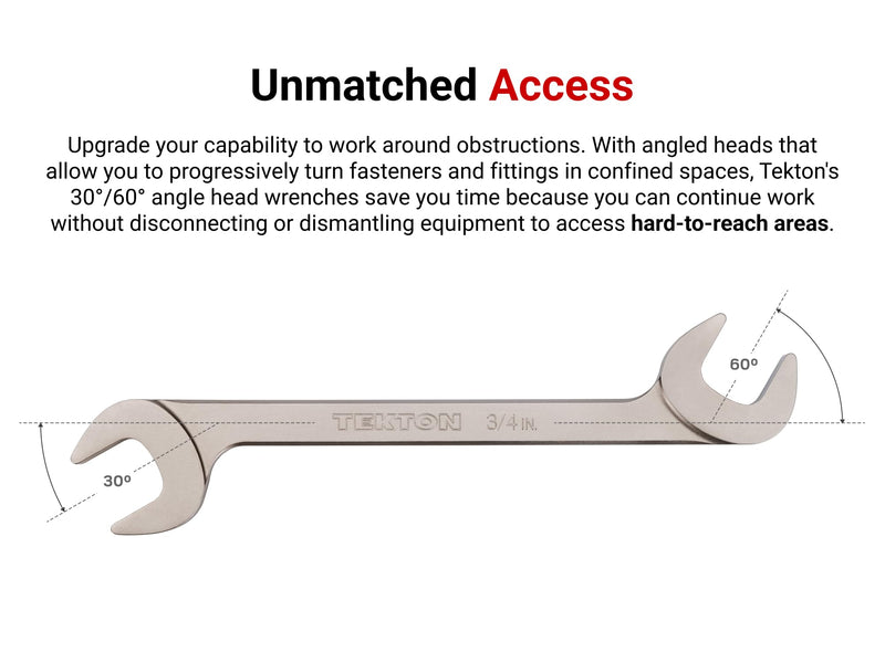TEKTON 30 mm Angle Head Open End Wrench | WAE84230 | Made in USA