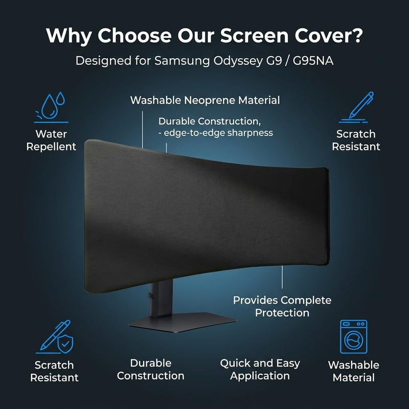 Dust Cover for Samsung 34" Odyssey G5 Gaming Monitor, Neoprene | Compatible with G55T, G55A, 1.5mm Thick Neoprene for Ultra-Wide Curved Screen, Waterproof, Anti-Scratch & Anti-Fingerprint