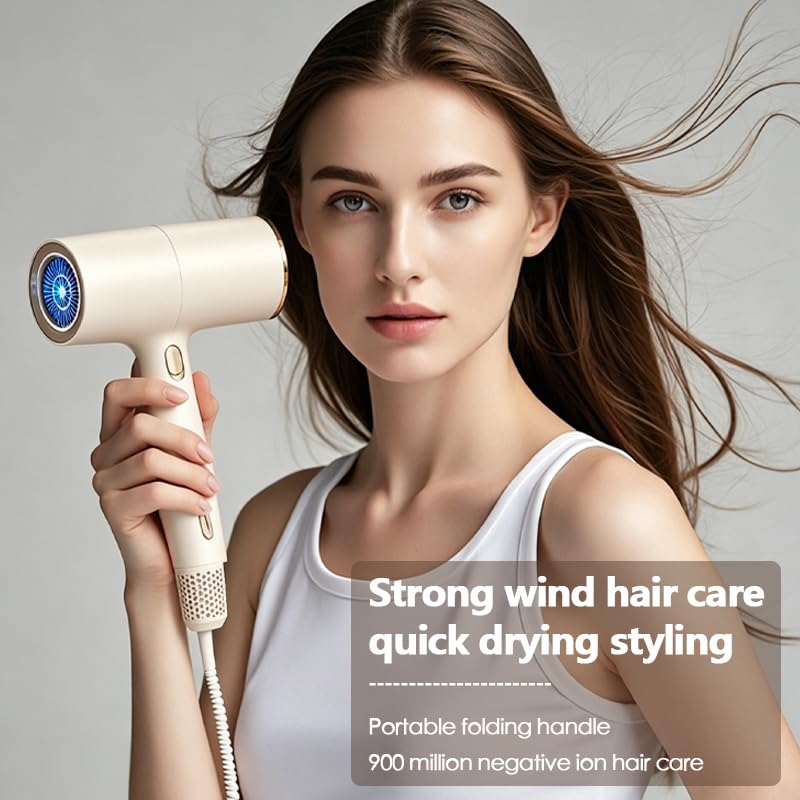 Professional Ionic Hair Dryer with Concentrator, Lightweight Fast Drying Blow Dryer for Curly & Straight Hair, Travel Hairdryer with 3 Heat/2 Speed Settings & Cool Shot Khaki