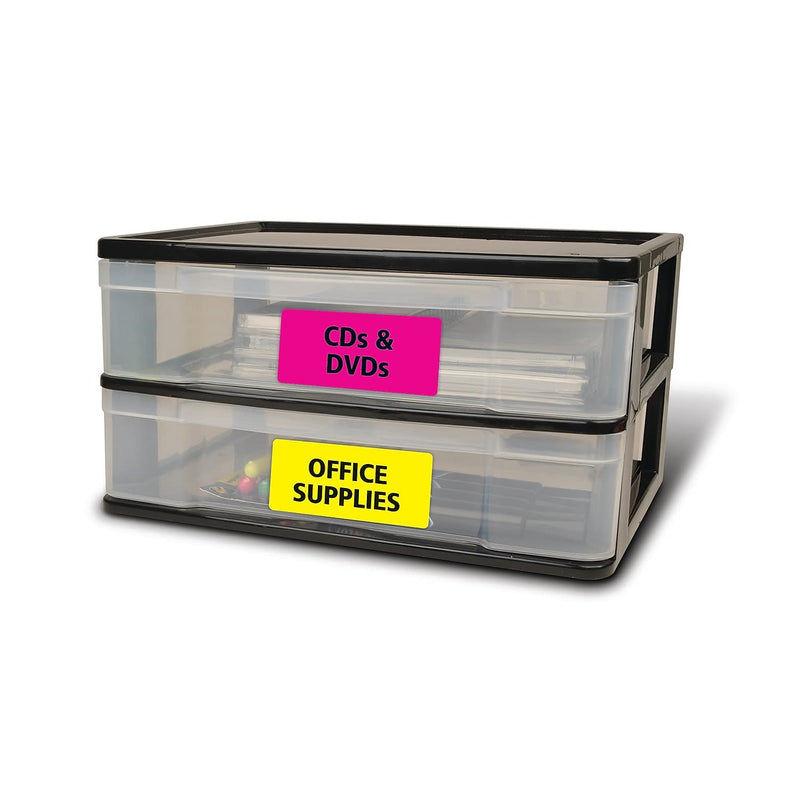 Avery Printable Labels with Sure Feed, 2" x 4", Assorted Neon Colors (Green, Magenta, and Yellow), Removable Adhesive, Laser & Inkjet Compatible, 120 Blank Labels Total (6481) 2" x 4" 1 Pack